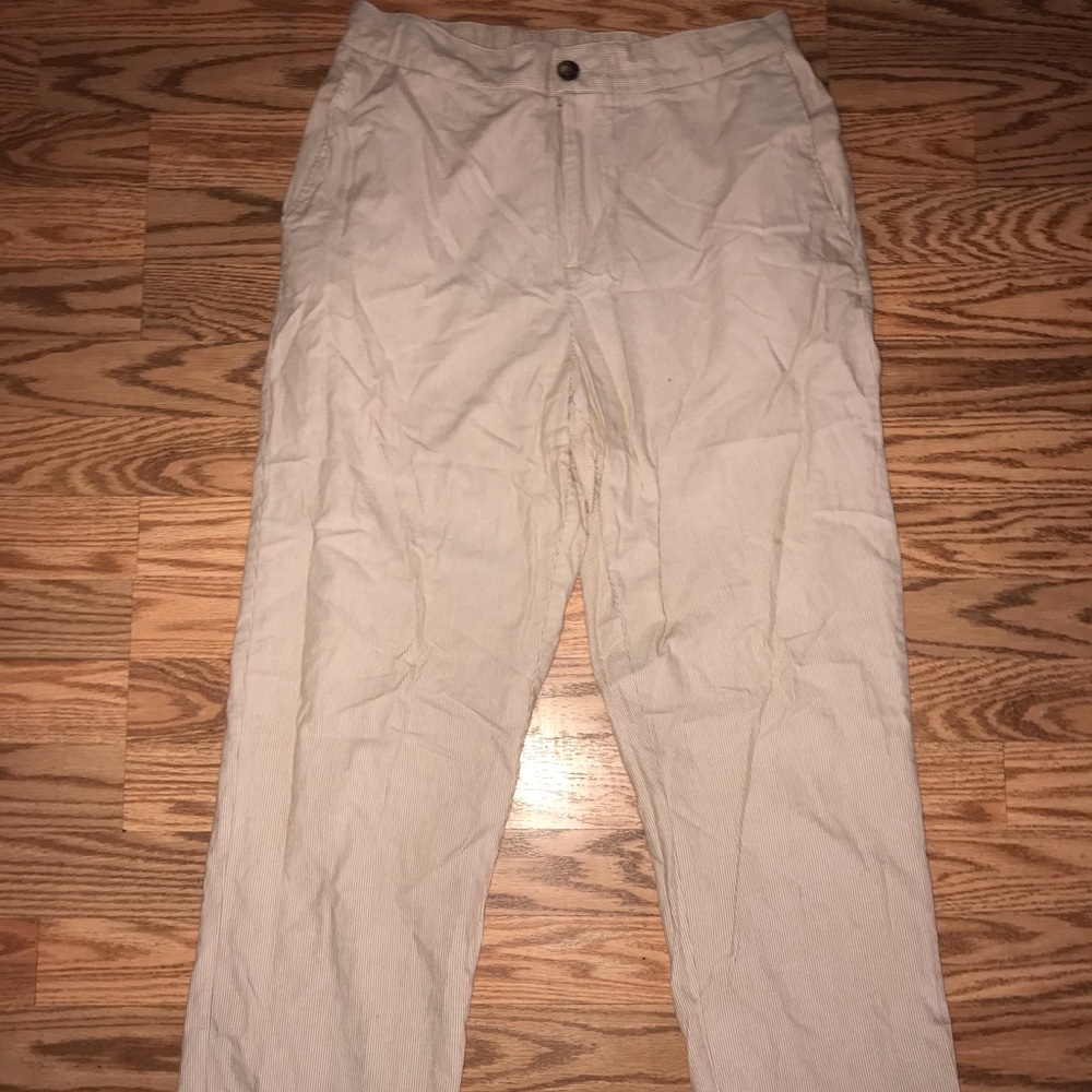 Brown and white striped pants
